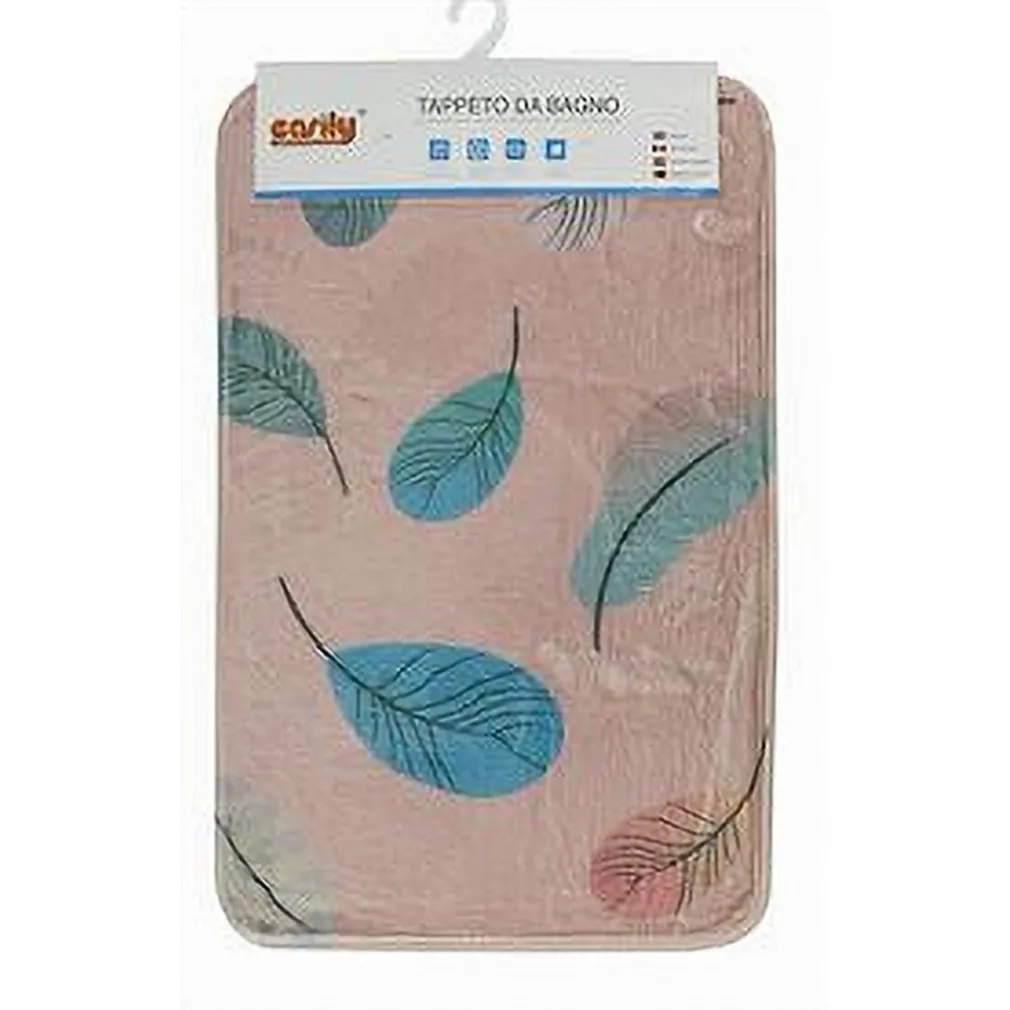 TAPPETO TAPPETINO IN TESSUTO ARREDO DA BAGNO ANTISCIVOLO CON PIUME 40X60CM 79439