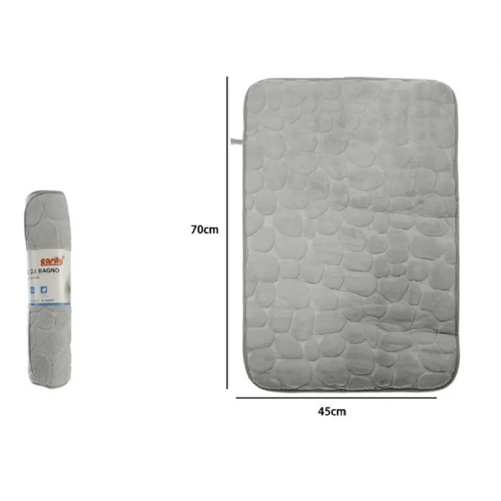 TAPPETO TAPPETINO IN TESSUTO EFFETTO SASSI PER ARREDO BAGNO 45X70CM 79932 GRIGIO