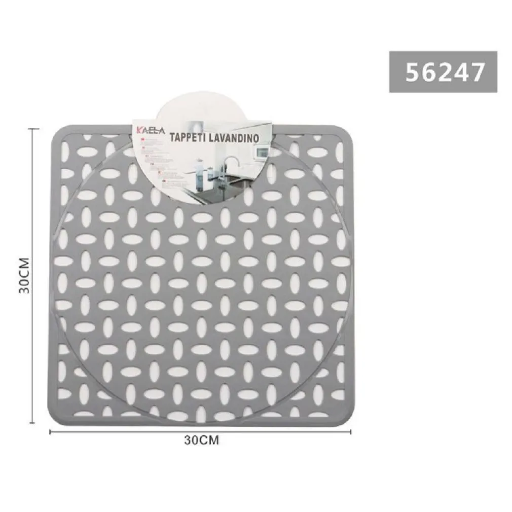 TAPPETO TAPPETINO LAVELLO LAVANDINO QUADRATO CUCINA 30X30CM GRIGIO CHIARO 56247