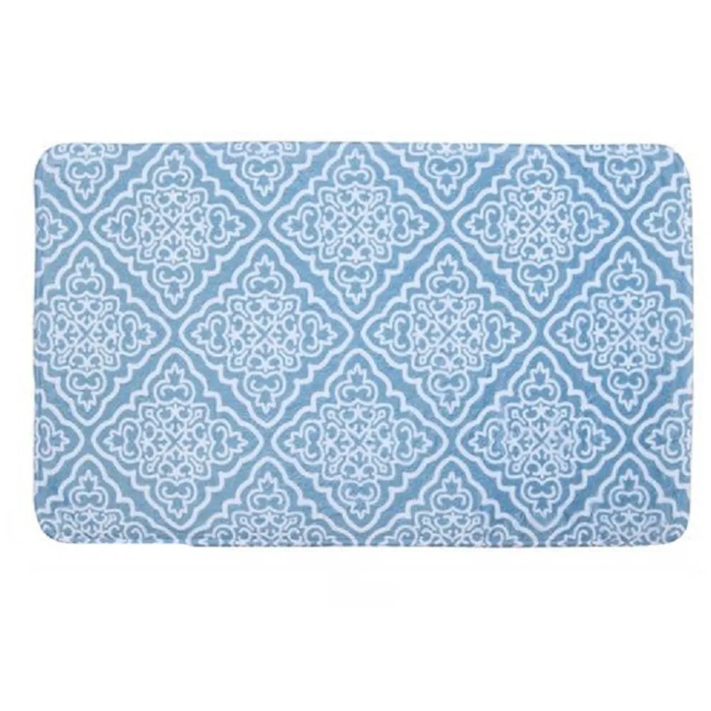 TAPPETO TAPPETINO PER ARREDO DA BAGNO 45 X 75 CM AZZURRO CON MAIOLICHE 87032