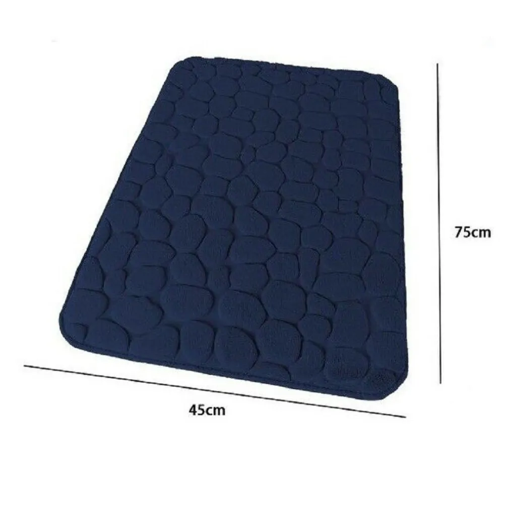 TAPPETO TAPPETINO PER BAGNO ARREDO 45 X 75 CM EFFETTO SASSI BLU IN TESSUTO 69894