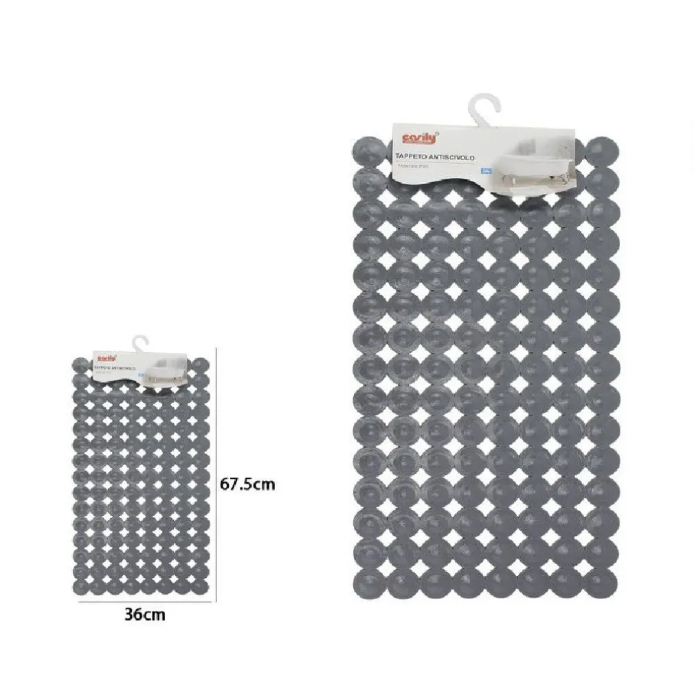 TAPPETO TAPPETINO PVC ANTISCIVOLO PER VASCA BAGNO DOCCIA 67.5X36 CM GRIGIA 59612