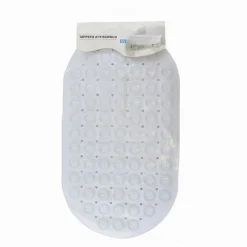 TAPPETO TAPPETINO PVC ANTISCIVOLO OVALE VASCA BAGNO DOCCIA BIANCO 68X37 CM 87228