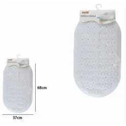 TAPPETO TAPPETINO PVC ANTISCIVOLO OVALE VASCA BAGNO DOCCIA BIANCO 68X37 CM 87228