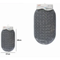 TAPPETO TAPPETINO PVC ANTISCIVOLO OVALE VASCA BAGNO DOCCIA GRIGIO 68X37 CM 87230