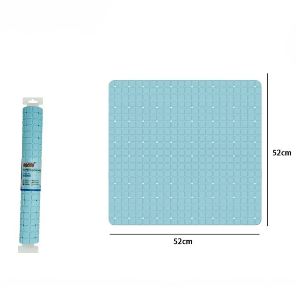 TAPPETO TAPPETINO PVC AZZURRO ANTISCIVOLO PER VASCA BAGNO DOCCIA 52X52 CM 79766