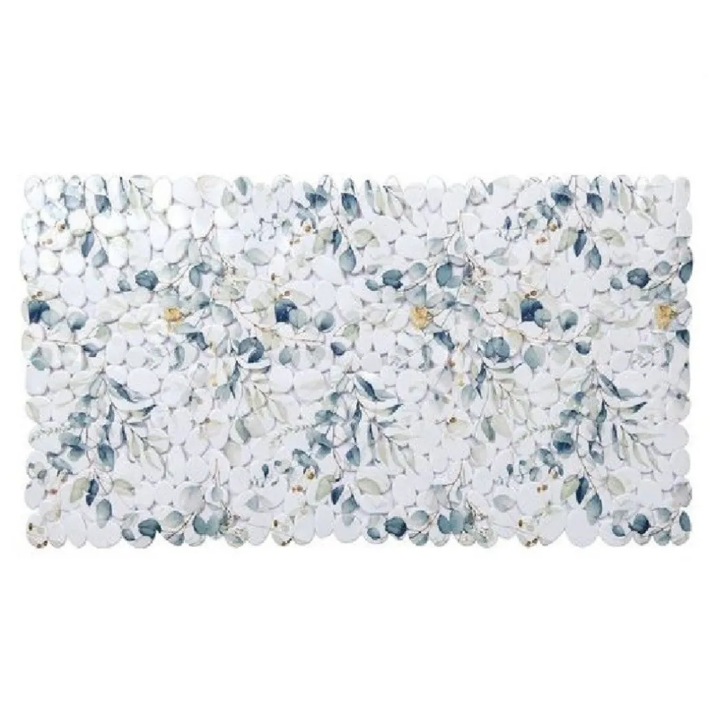 TAPPETO TAPPETINO PVC FIORI FOGLIE ANTISCIVOLO VASCA BAGNO DOCCIA 67X36CM 87059