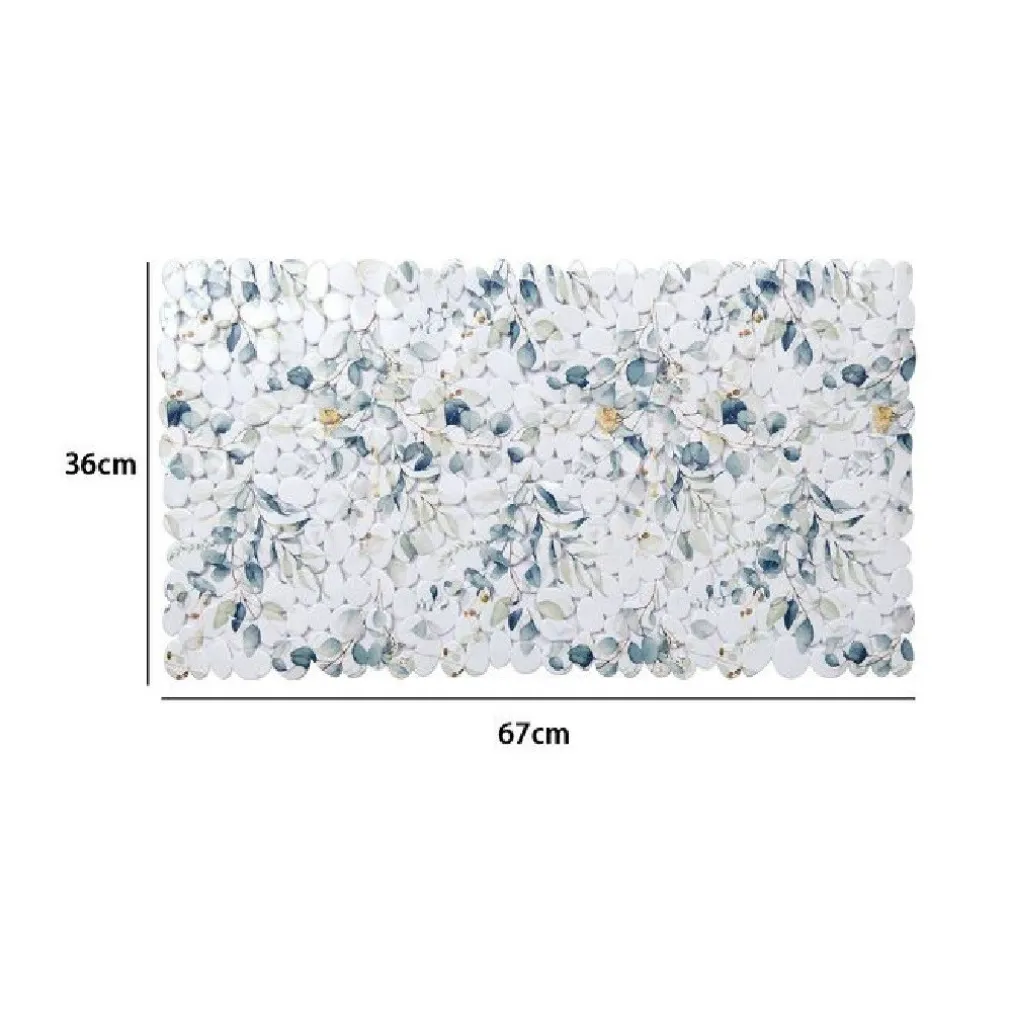 TAPPETO TAPPETINO PVC FIORI FOGLIE ANTISCIVOLO VASCA BAGNO DOCCIA 67X36CM 87059