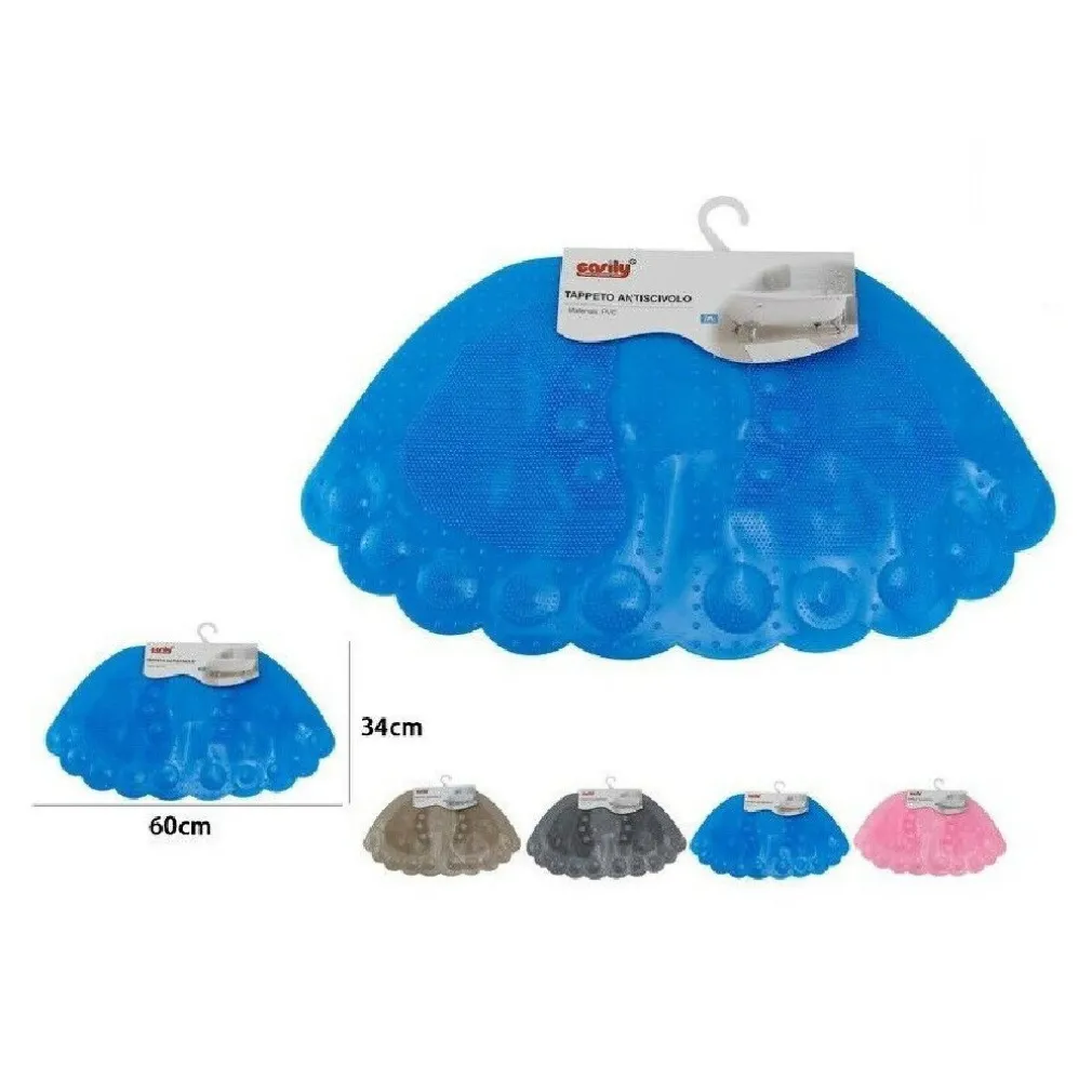 TAPPETO TAPPETINO PVC FORMA PIEDI ANTISCIVOLO VASCA BAGNO DOCCIA 60X34 CM 59631