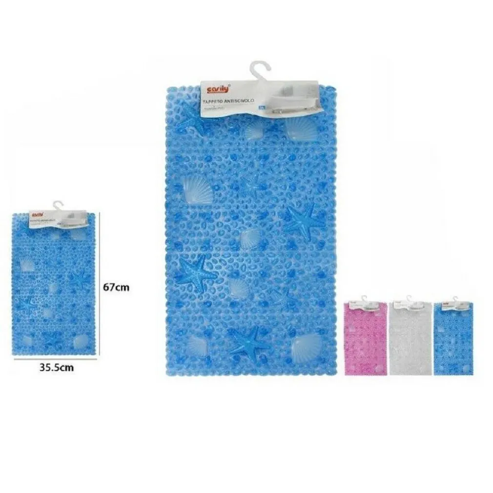 TAPPETO TAPPETINO PVC FORME MARINE ANTISCIVOLO VASCA BAGNO DOCCIA 67X36CM 59627