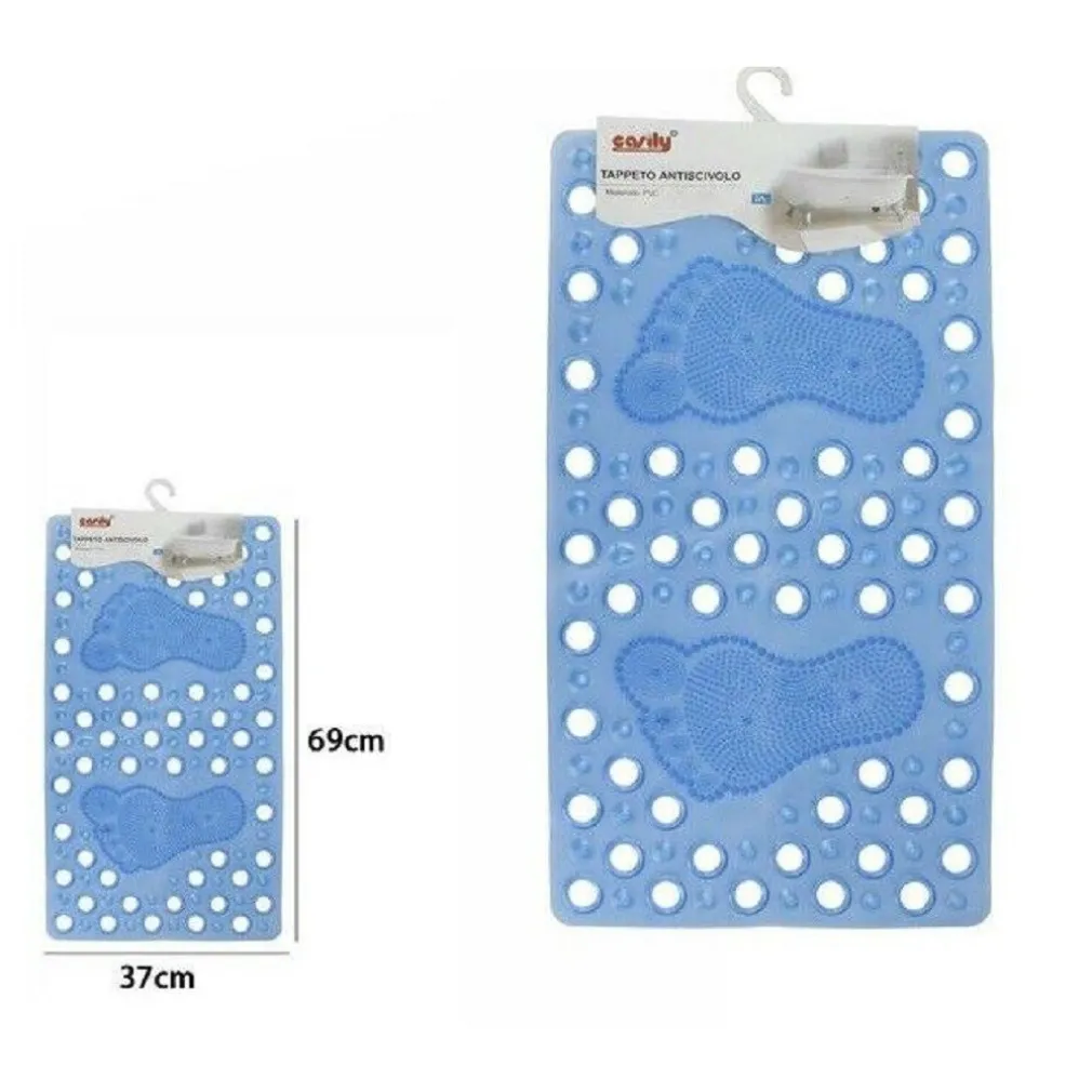 TAPPETO TAPPETINO PVC IMPRONTE PIEDI ANTISCIVOLO VASCA BAGNO DOCCIA 59628 69X37CM
