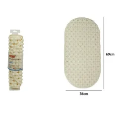 TAPPETO TAPPETINO PVC OVALE ANTISCIVOLO VASCA BAGNO DOCCIA 69 X 36CM 79747 BEIGE