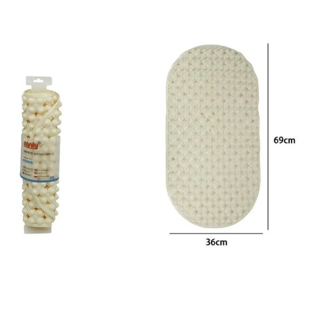 TAPPETO TAPPETINO PVC OVALE ANTISCIVOLO VASCA BAGNO DOCCIA 69 X 36CM 79747 BEIGE
