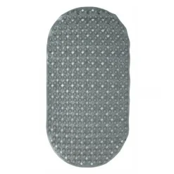 TAPPETO TAPPETINO PVC OVALE ANTISCIVOLO VASCA BAGNO DOCCIA 69X36 CM 79749 GRIGIO