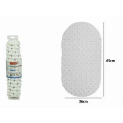 TAPPETO TAPPETINO PVC OVALE ANTISCIVOLO VASCA BAGNO DOCCIA 69X36CM 79744 BIANCO
