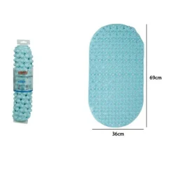 TAPPETO TAPPETINO PVC OVALE ANTISCIVOLO VASCA BAGNO DOCCIA 69X36CM 79748 AZZURRO