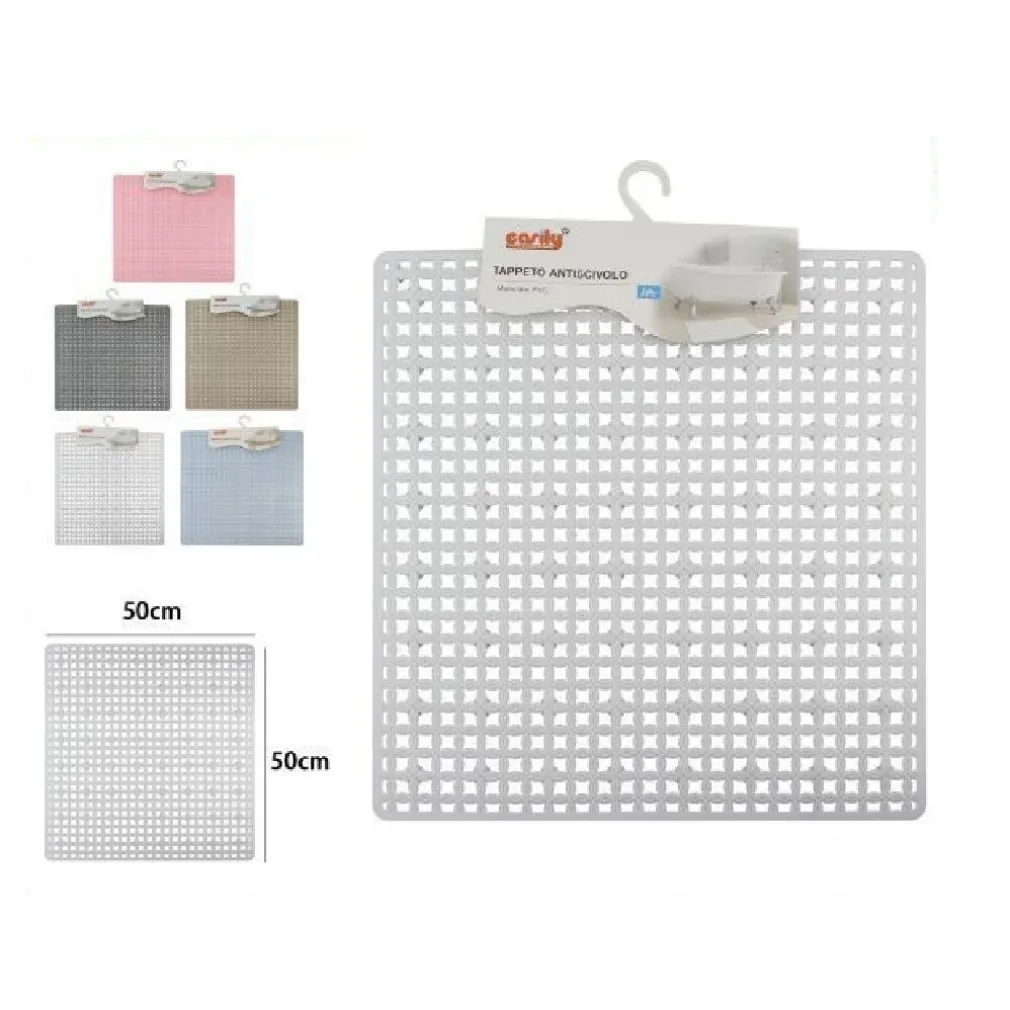 TAPPETO TAPPETINO QUADRATO IN PVC ANTISCIVOLO VASCA BAGNO DOCCIA 50 X 50CM 59324