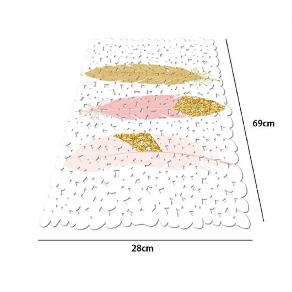 TAPPETO TAPPETINO VASCA BAGNO DOCCIA 28X69CM ANTISCIVOLO BIANCO CON PIUME 69797