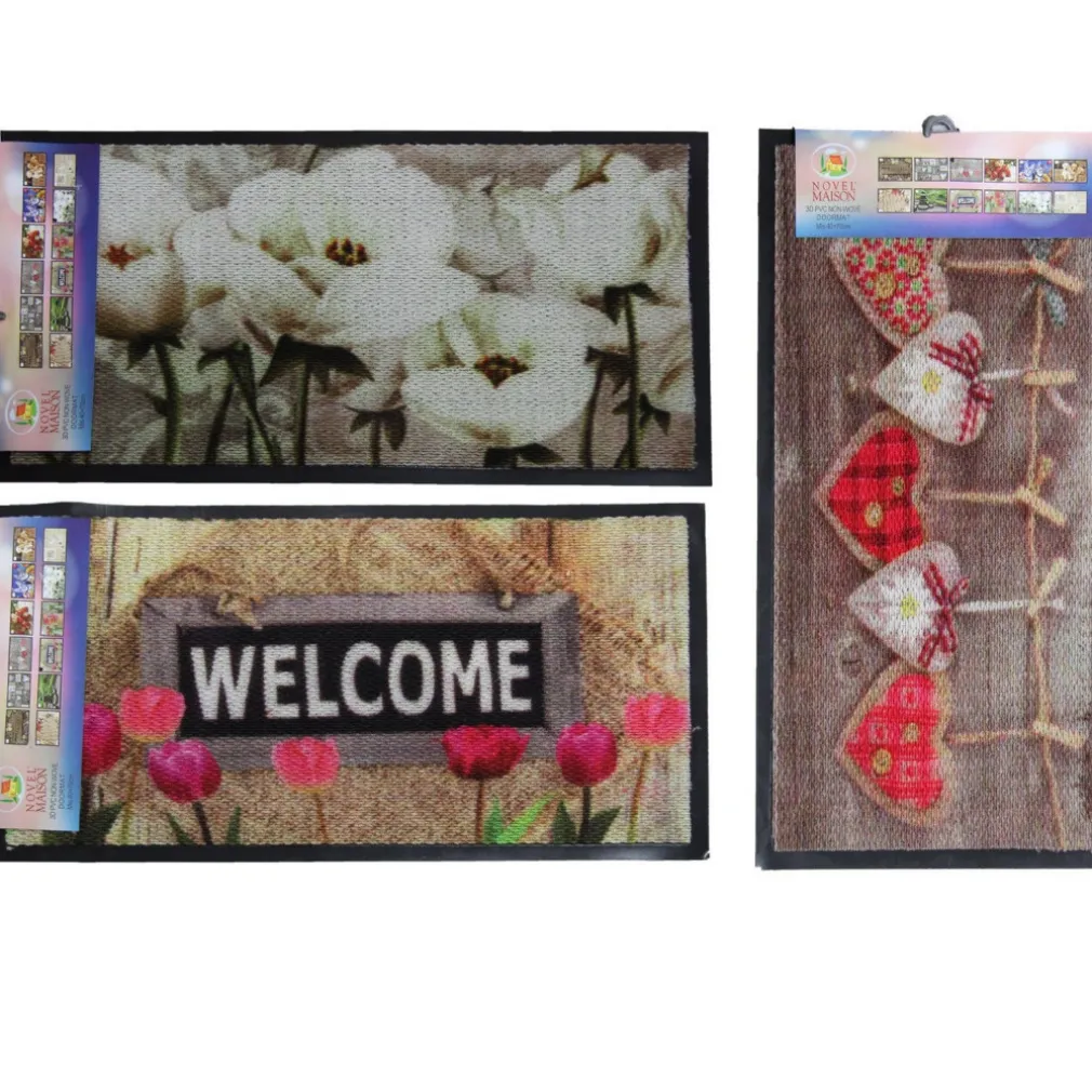 TAPPETO ZERBINO IN PVC STAMPA DIGITALE ANIMALI CUORI FUORIPORTA 40X70CM