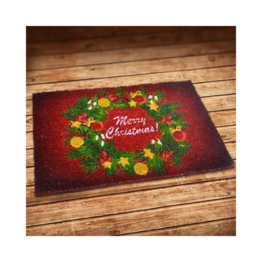 TAPPETO ZERBINO NATALE DECORAZIONE CON GHIRLANDA 40X60 CM DECORAZIONI NATALIZIE