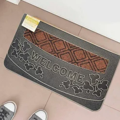 TAPPETO ZERBINO WELCOME PIANTE 45X75CM IN GOMMA E FIBRA COCCO 4 COLORI INGRESSO