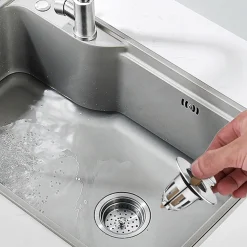 TAPPO DI SCARICO PER LAVANDINO BAGNO FILTRO IN ACCIAIO A PRESSIONE COPRI SCARICO