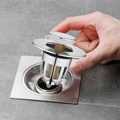 TAPPO DI SCARICO PER LAVANDINO BAGNO FILTRO IN ACCIAIO A PRESSIONE COPRI SCARICO