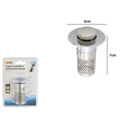TAPPO DI SCARICO PER LAVANDINO UNIVERSALE POP UP CUCINA LAVELLO BAGNO FILTRO 87338