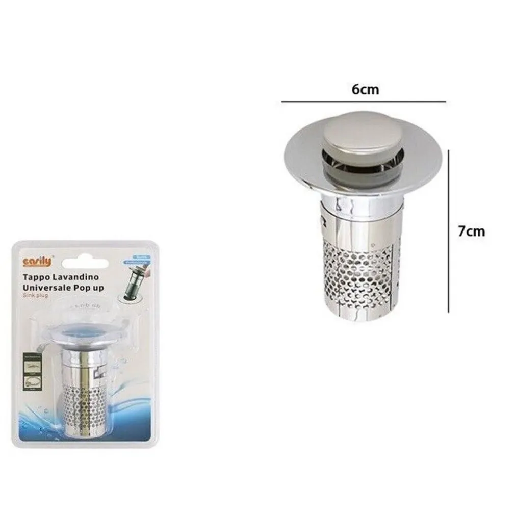 TAPPO DI SCARICO PER LAVANDINO UNIVERSALE POP UP CUCINA LAVELLO BAGNO FILTRO 87338