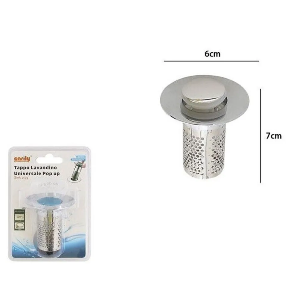 TAPPO PER LAVANDINO LAVABO UNIVERSALE POP UP CUCINA BAGNO FILTRO DI SCARICO 87339
