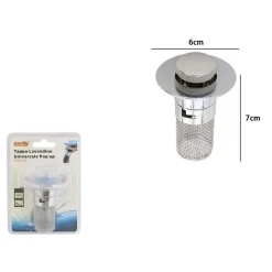 TAPPO PER LAVANDINO POP UP DI SCARICO FILTRO UNIVERSALE BAGNO CUCINA LAVABO LAVELLO 87337
