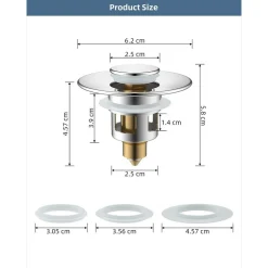 TAPPO POP UP PER PILETTA LAVANDINO BIDET LAVABO BAGNO FILTRO VALVOLA CLICK CLACK