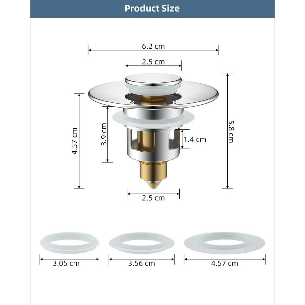 TAPPO POP UP PER PILETTA LAVANDINO BIDET LAVABO BAGNO FILTRO VALVOLA CLICK CLACK