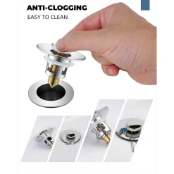 TAPPO POP UP PER PILETTA LAVANDINO BIDET LAVABO BAGNO FILTRO VALVOLA CLICK CLACK