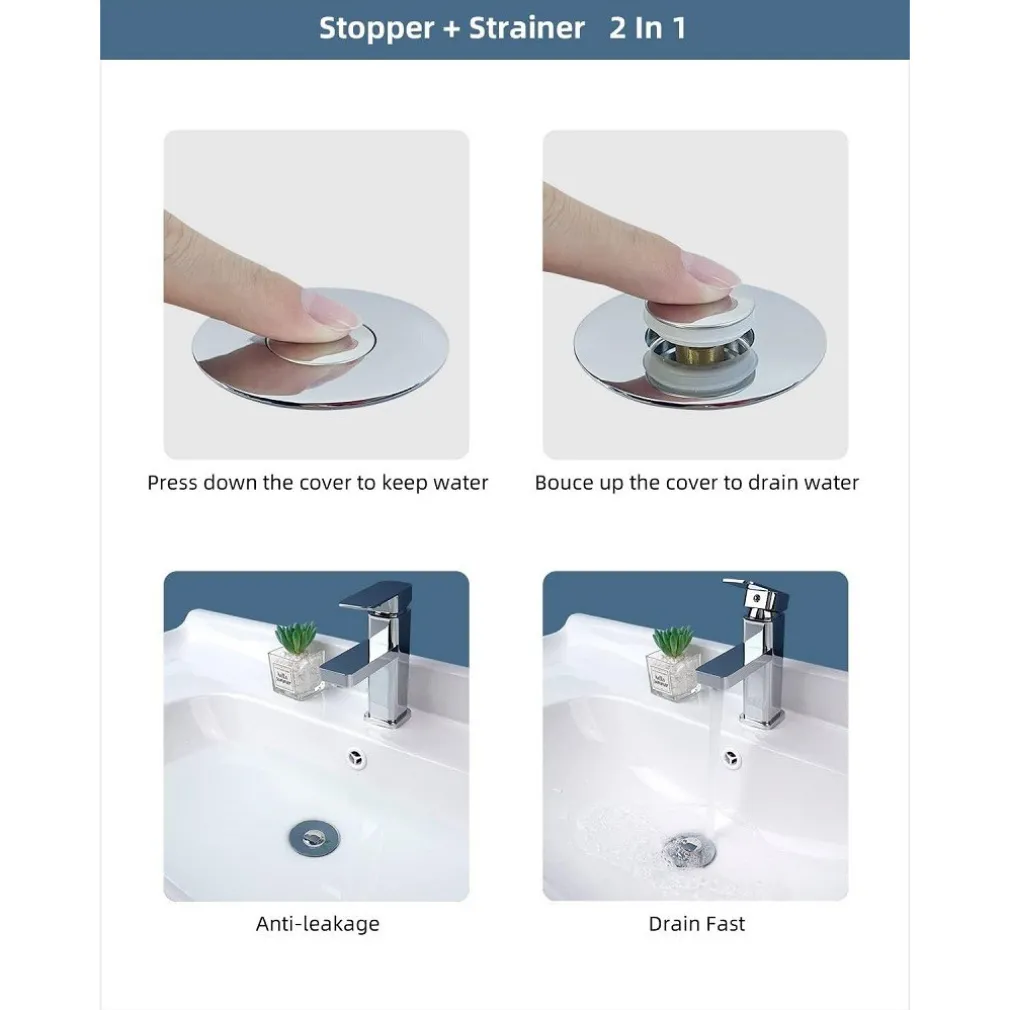 TAPPO POP UP PER PILETTA LAVANDINO BIDET LAVABO BAGNO FILTRO VALVOLA CLICK CLACK