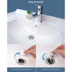 TAPPO POP UP PER PILETTA LAVANDINO BIDET LAVABO BAGNO FILTRO VALVOLA CLICK CLACK