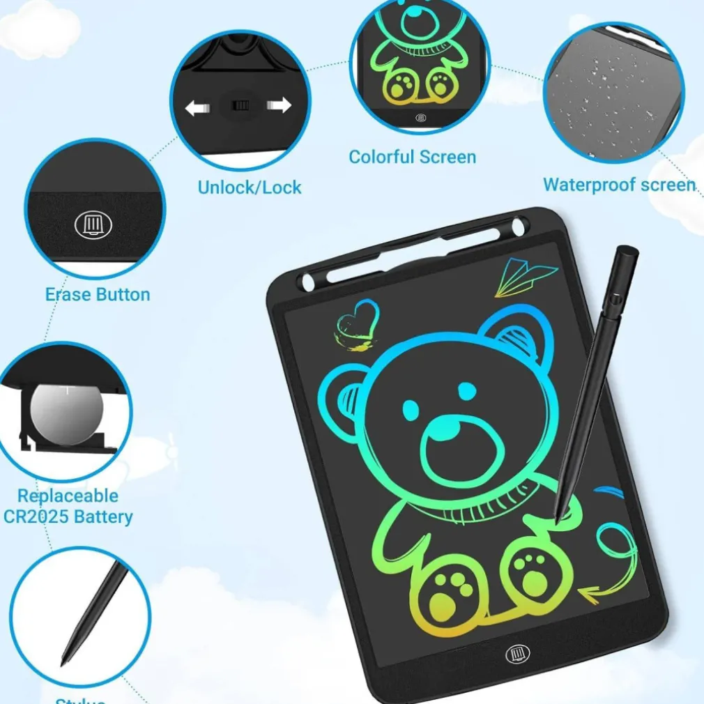 TAVOLETTA GRAFICA DA SCRITTURA LCD LAVAGNA ELETTRONICA DISEGNI 12" MULTICOLORE