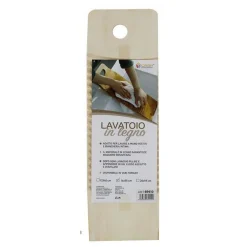 TAVOLETTA RETTANGOLARE LEGNO LAVATOIO LAVAGGIO A MANO BIANCHERIA VIAGGIO 16X55CM