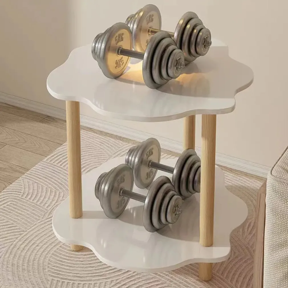 TAVOLINO CON 2 RIPIANI A FORMA DI NUVOLA GAMBE IN LEGNO ELEGANTE PORTAOGGETTI SOGGIORNO