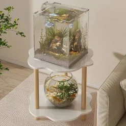 TAVOLINO CON 2 RIPIANI A FORMA DI NUVOLA GAMBE IN LEGNO ELEGANTE PORTAOGGETTI SOGGIORNO