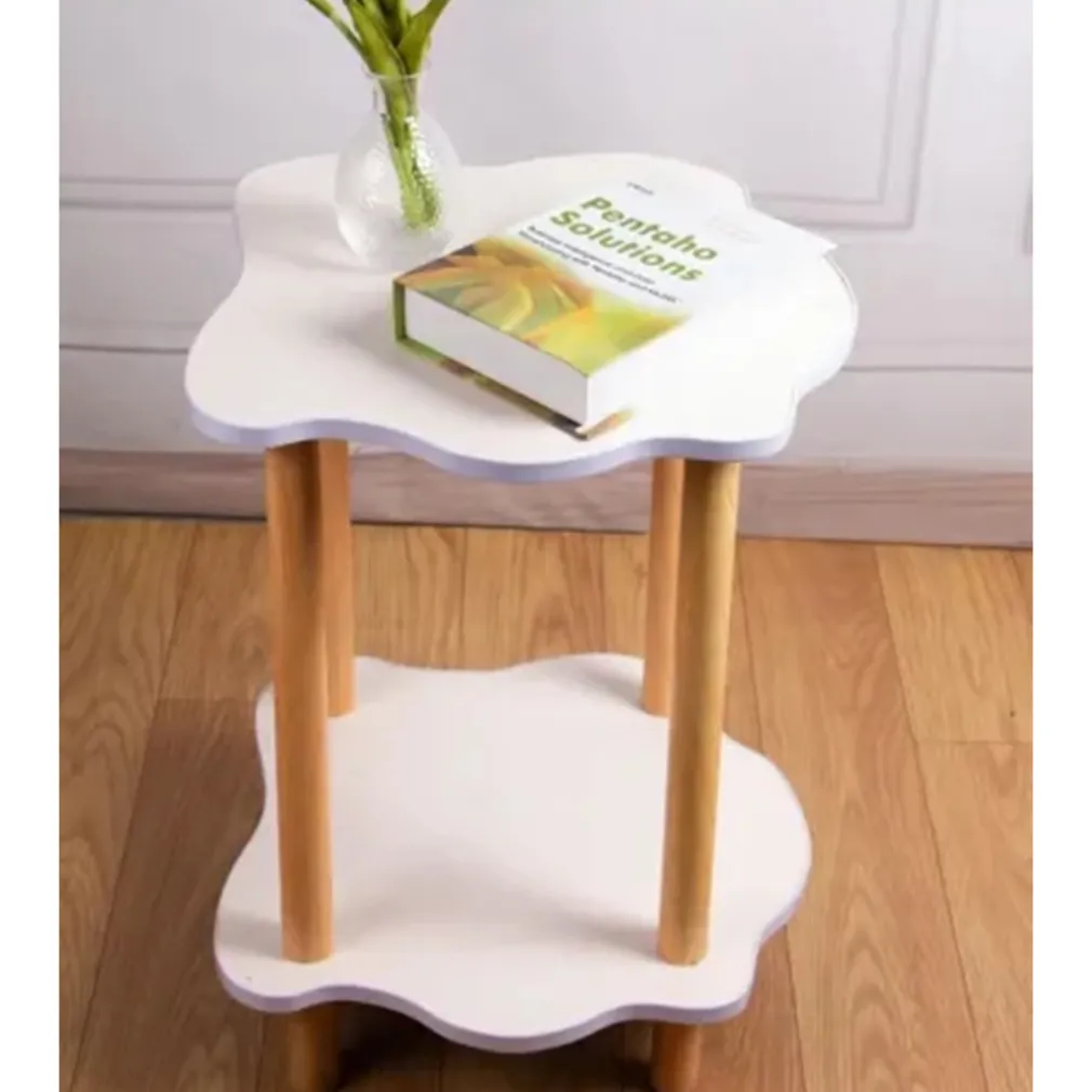 TAVOLINO CON 2 RIPIANI A FORMA DI NUVOLA GAMBE IN LEGNO ELEGANTE PORTAOGGETTI SOGGIORNO