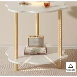 TAVOLINO CON 2 RIPIANI A FORMA DI NUVOLA GAMBE IN LEGNO ELEGANTE PORTAOGGETTI SOGGIORNO