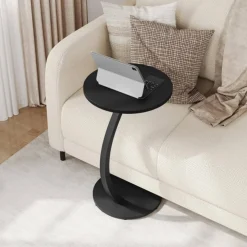 TAVOLINO LATERALE A FORMA DI C MODERNO ELEGANTE PER SOGGIORNO SALOTTO DIVANO CAMERA