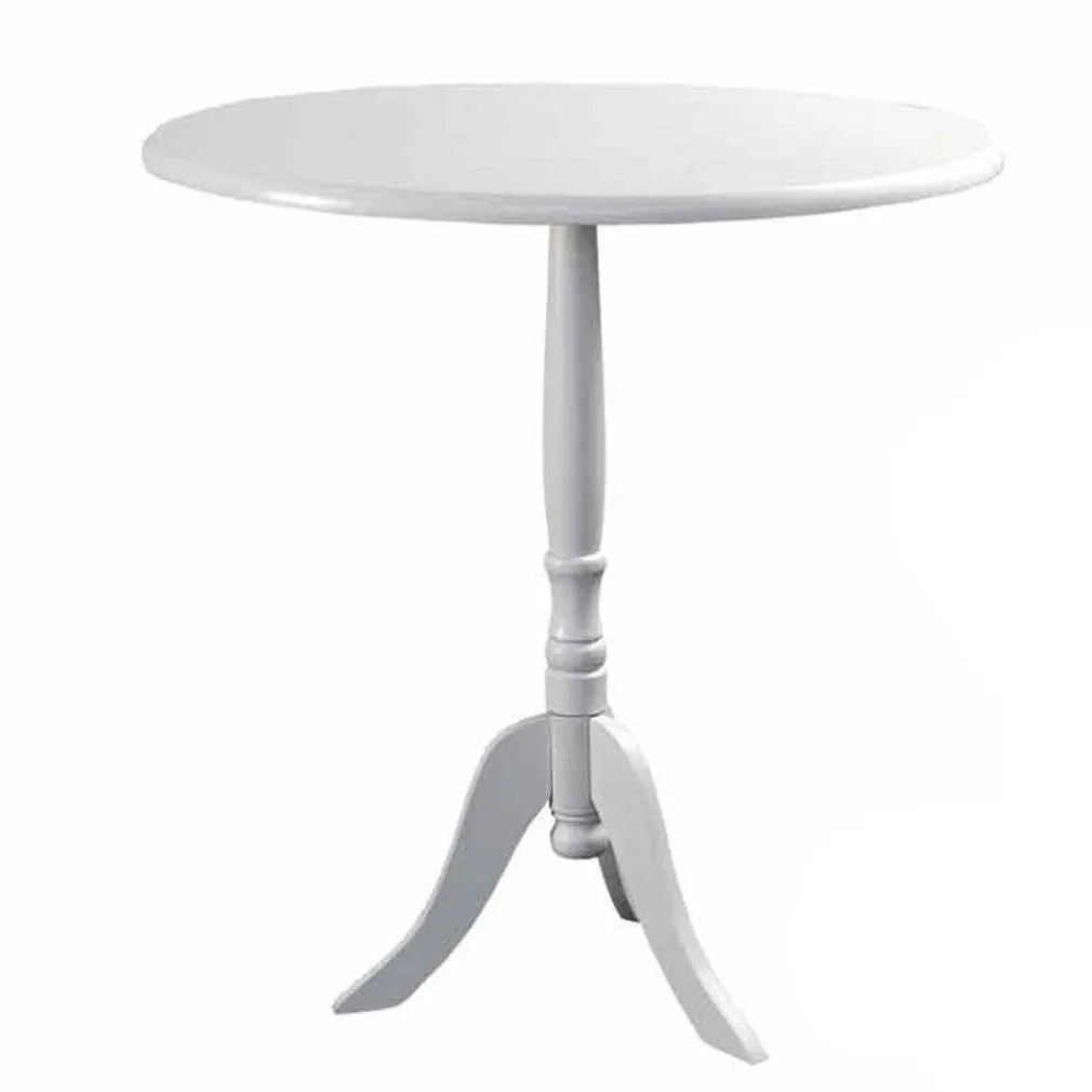 TAVOLINO TONDO 40X40 H 63CM IN LEGNO BIANCO ARREDAMENTO CASA DESIGN MODERNO