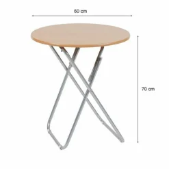 TAVOLO TAVOLINO PIEGHEVOLE IN LEGNO STRUTTURA METALLO ROTONDO 60 X 70 CM 117940