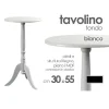 TAVOLO TAVOLINO TONDO BIANCO IN LEGNO 30X55 CM SALOTTO GIARDINO ARREDAMENTO CASA