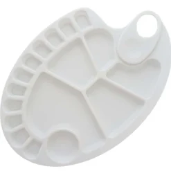 TAVOLOZZA VASSOIO OVALE PALETTE 17 SCOMPARTI FORO DISEGNO ACQUERELLO PITTURA