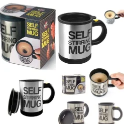 TAZZA AUTOMESCOLANTE TERMICA SELF STIRRING MUG MISCELA SCHIUMA Caffè IDEA REGALO