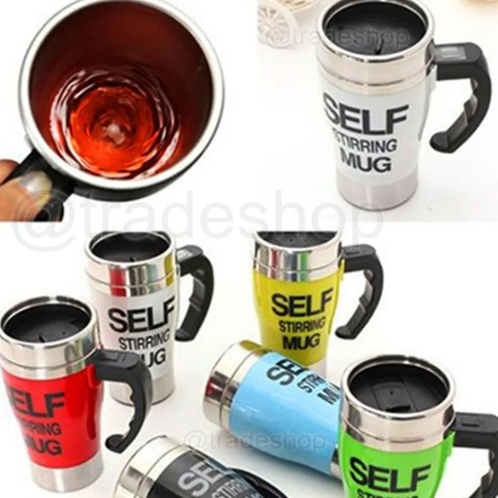 TAZZA BICCHIERE AUTOMESCOLANTE SELF STIRRING MUG PER CAPPUCCINO LATTE COLAZIONE