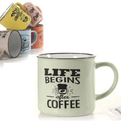 TAZZA CAPPUCCINO CAFFÈ LIFE IN CERAMICA 340ML 340CC VARI COLORI ASSORTITI 719219